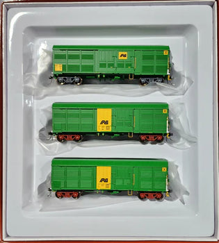 ALGX-10 - 3 ALGX Vans- AN Green & Gold. Wagon numbers:  ALGX 108Y, ALGX 113A, ALGX 123X. 40'2" LOUVRE VAN  - On Track Models