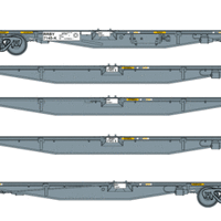 ART08 – RRBY PACIFIC NATIONAL RAIL 5 PIECE 65m RRBY ARTICULATED CONTAINER WAGONS #7145K Southern Rail Models: NOW IN STOCK