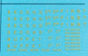 PASSENGER CAR DECAL- 28Y are in YELLOW x .8 mm high with 6 x FIRST + 8 x SECOND + 4 x  BUFFET + 10 x GUARD + 14 x NONSMOKING + 12 x 2nd + 12 x 1st. Ozzy Decals