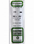 EVERGREEN-158 STRIP .060 x .250" (1.5mm x 6.3mm) 8 Strips
