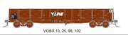ELX 005 - VOBX Open Wagon 4 pack - Wagon numbers, 13,25,98,102