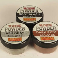 Grime & Rust Weathering Powder Set -- 1 Each: Soot Black, Ash Gray, Dark Rust