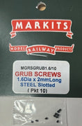 GRUB SCREW 1.6Dia X 2.00mm Long slotted steel (10) ROMFORD MARKITS *