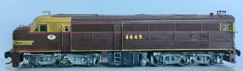 4449 Locomotive Lima body detailed heavy weathering 4449 remounted on a Athearn all drive all pick up power chassis  DC 2nd Hand