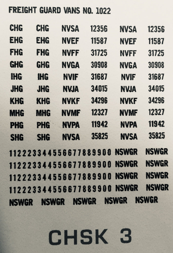 Brake Van CHSK03 FREIGHT BRAKE VANS CODES AND NUMBERS FOR THE N.S.W.G ...