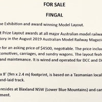 Layout Narrow GAUGE - "FINGAL" Tasmanian, THE Exhibition and award winning model layout, OO Narrow Gauge with 14mm gauge hand-laid track