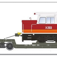 SDS Models LLW 009- LLW 590 Well Wagon loaded with X203 Candy Rail Tractor 1980s Wagon Grey no Buffers