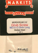 GRUB SCREW M2.5 X 2.00mm long slotted steel (10) ROMFORD MARKITS *  **