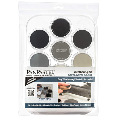 Pan Pastel - Weathering Kit - Grays, Grimes & Soot - 7 colours includes soft tools & Palette