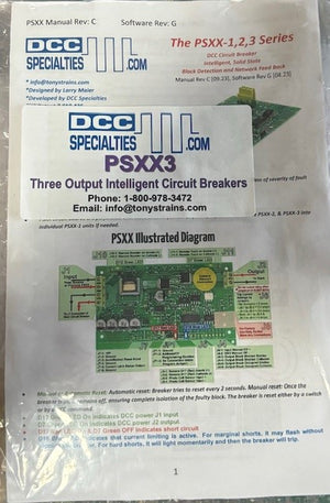 DCC Specialties - PSXX3 PowerShield DCC Solid-State Power District Circuit Breaker -- 3-Block, 0-10 Amps per Block