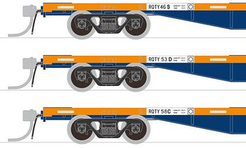 RQTY Pk D. (RQT004) Three 63' Container Wagons National Rail 'Seatrain' -  Pack D SDS Models