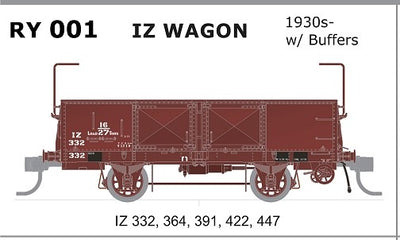 SDS MODELS - IZ Open Wagon 1930 w/Buffers 5 car set - RY001