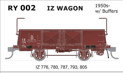 SDS MODELS - IZ Open Wagon 1950 w/Buffers 5 car set - RY002