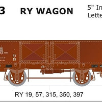 SDS MODELS - RY Open Wagon 5" Imperial Lettering  - 5 car set - RY003