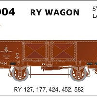 SDS MODELS - RY Open Wagon 5" Imperial Lettering  - 5 car set - RY004