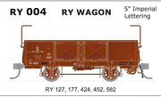 SDS MODELS - RY Open Wagon 5" Imperial Lettering  - 5 car set - RY004