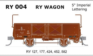 SDS MODELS - RY Open Wagon 5" Imperial Lettering  - 5 car set - RY004