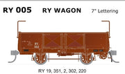 SDS MODELS - RY Open Wagon 7" Lettering  - 5 car set - RY005