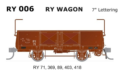 SDS MODELS - RY Open Wagon 7" Lettering  - 5 car set - RY006