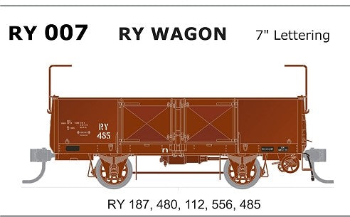 SDS MODELS - RY Open Wagon 7" Lettering  - 5 car set - RY007