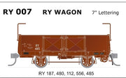 SDS MODELS - RY Open Wagon 7" Lettering  - 5 car set - RY007