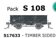 S Wagon - S 108 - ( S17633 ) single WAGON with DISC WHEELS, NO BUFFERS,  TIMBER SIDED Single PACK.