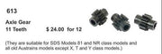 PRT613: Axle Gears - 12 Gears - Used for Austrains LOCO'S INCL, 81 class SDS Models #prt613