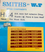 The Royal Scot coach name boards for BR passenger cars 3 Pairs & 1 loco head board #54043 SMITHS BY W & T