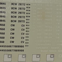 #1025  BCW, BSV, CW, GSV,CV Codes, Numbers & Logos NSWGR Decal