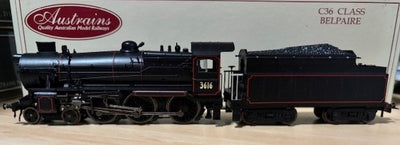 2nd Hand - Austrains - C36 class Belpaire 3616  Black Red Lined - DC Model