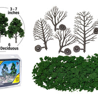 Woodland Scenics -  Medium Green realistic tree kit - 6/pkg - 3" - 7" (7.62 cm - 17.7 cm) 6  (Deciduous)   TR1112