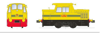 SDS Models -(NON POWERED)  X202 Diesel Rail Tractor - 1980s Yellow/Green Band