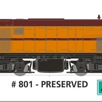 800 class DC Powered - Locomotive No 801 in Preserved - SOUTH AUSTRALIAN RAILWAYS:  SDS Models NOW AVAILABLE.