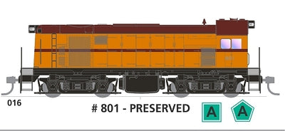 800 class DC Powered - Locomotive No 801 in Preserved - SOUTH AUSTRALIAN RAILWAYS:  SDS Models NOW AVAILABLE.