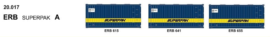 SDS Models: 20' Foot Containers:  Triple Packs: ERB PK A - SUPERPAK (20.017)
