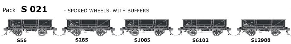 Austrains Neo - S Wagon: - Pk, S 021 with SPOKE WHEELS, WITH BUFFERS,  5 in a Pack.