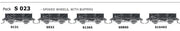 Austrains Neo - S Wagon: -Pk S 023 with SPOKE WHEELS, WITH BUFFERS,  5 PACK.