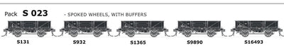 Austrains Neo - S Wagon: -Pk S 023 with SPOKE WHEELS, WITH BUFFERS,  5 PACK.