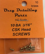 10BA COUNTERSUNK 3/16 inch BRASS SCREWS Qty 10