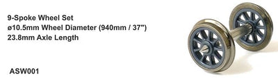 Wheels ASW001: SDS Models: 9.6 X 24.8 mm 9 Spoke Wheel: HO-Scale: Fine Scale Wheel Sets ASW001