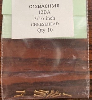 12BA CHEESEHEAD 3/16 inch BRASS SCREWS Qty 10