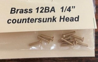 12BA Countersunk 1/4 inch BRASS SCREWS Qty 10