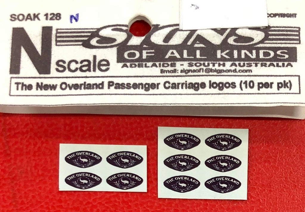 SOAK 128 N SCALE- THE OVERLAND PASS, CARS LOGO'S 10 PER PK DECALS