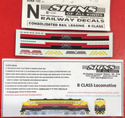 SOAK 132 N SCALE CONSOLIDATED RAIL LEASING B Class LOCOMOTIVE decal sheet