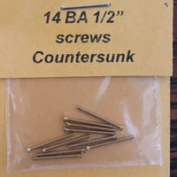 14BA Countersunk 1/2 inch brass SCREWS Qty 10