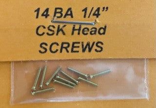 14BA Countersunk 1/4 inch brass SCREWS Qty 10