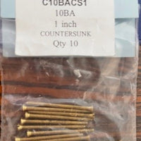 10BA COUNTERSUNK 1" inch Brass SCREWS Qty 10