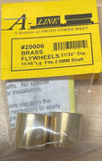 A-Line HO: #20006 FLYWHEEL 21-32" Dia, 11-16" long., fits 2.0mm shaft. 676" X 688" X 2 mm  BRASS (2)
