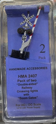 HMA 2407 A pack of two ' Double Sided Railway Crossing Lights with Boom Gates' HO/OO Scale