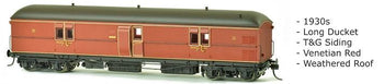 EHO SDS Models: 1930's EHO1988 Venetian Red Express Brake Van, Weathered Roof. **#003